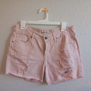Pink ripped jeans shorts - size 10